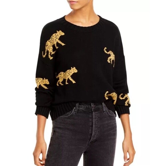 Rails Long Sleeve Black Jungle Cat Perci Cashmere Blend Sweater Black Xsmall - Picture 1 of 12